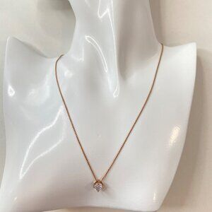 Pink Gold-Tone Chain Necklace With Solitaire CZ Pendant delicate feminine classi